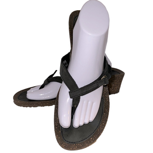 Teva Black Wedge Flip Flop Leather Sandals Size 11 - GUC